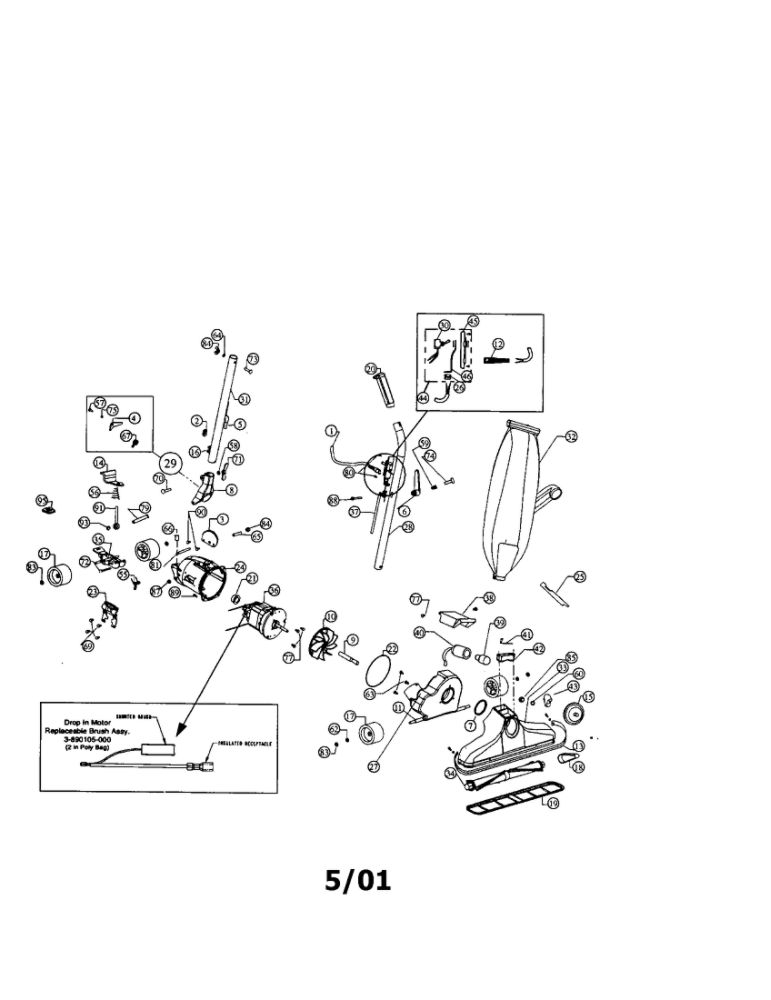 Upright Vacuum Diagram and Parts List for 2078  Dirt Devil Upright Vacuum